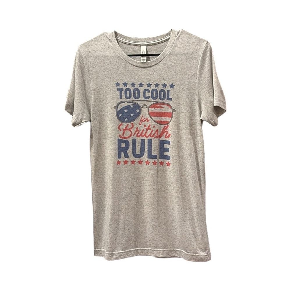 Gray Graphic Tee with Patriotic Print